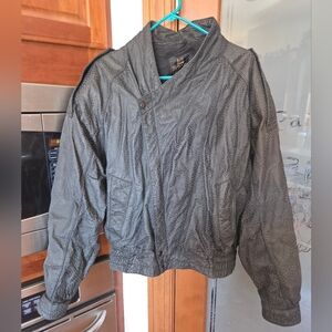 Vintage Byrnes and Baker Textured Biker Bomber Genuine Leather Black Large Coat